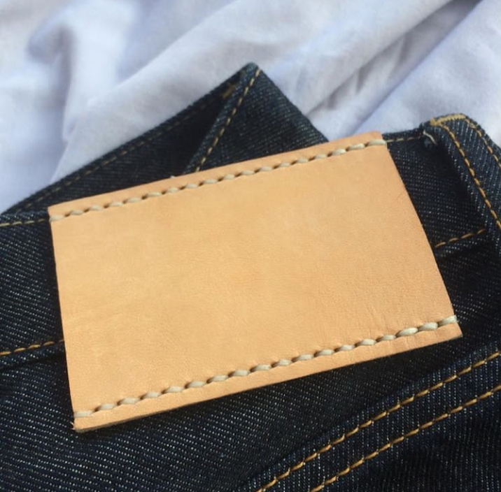 Patch Leather Denim Polos Jeans Kulit Vegtan