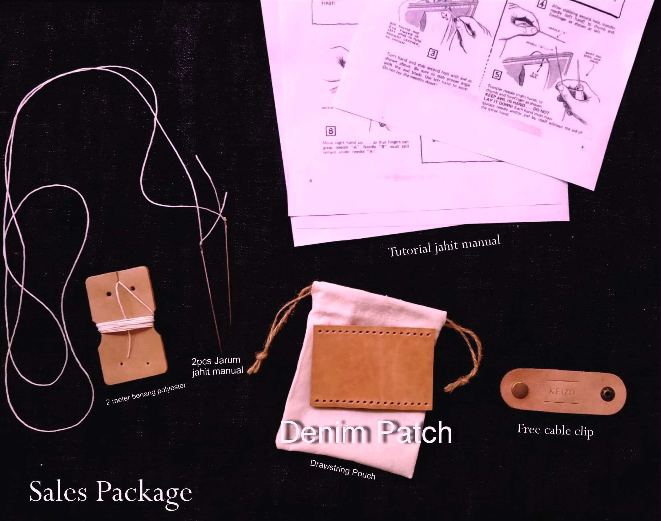 Patch Leather Denim Polos Jeans Kulit Vegtan - Image 2