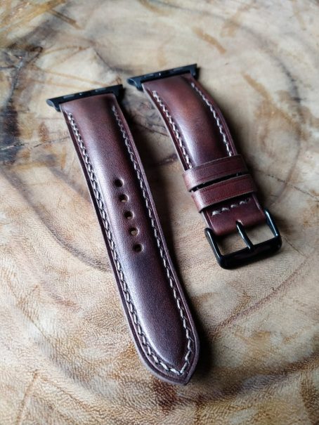 Keizo - Apple Watch Straps - Tali Jam Kulit Coklat Tua - Seri 3 - Image 2