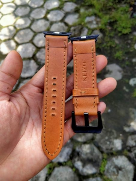 Keizo Apple Leather Watch Straps Tali Jam Kulit Apple Watch Seri 4 Tan - Image 2