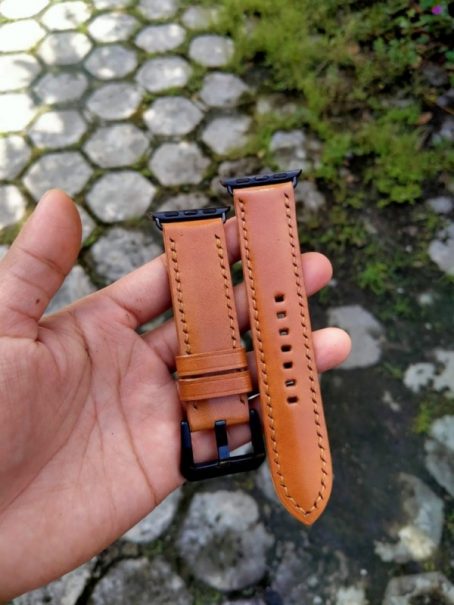 Keizo Apple Leather Watch Straps Tali Jam Kulit Apple Watch Seri 4 Tan