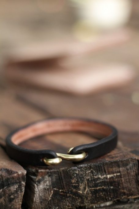 Keizo Leather Bracelets S Brass Hook II