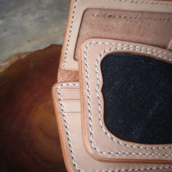 Keizo Leather Bifold x Denim 21 Oz Type II Dompet Kulit Asli
