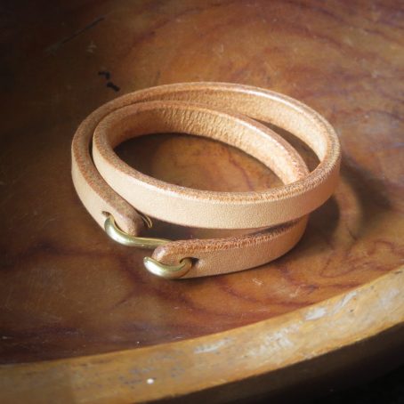 Keizo Leather Bracelets S Brass Hook III Gelang Kulit Dua lilit